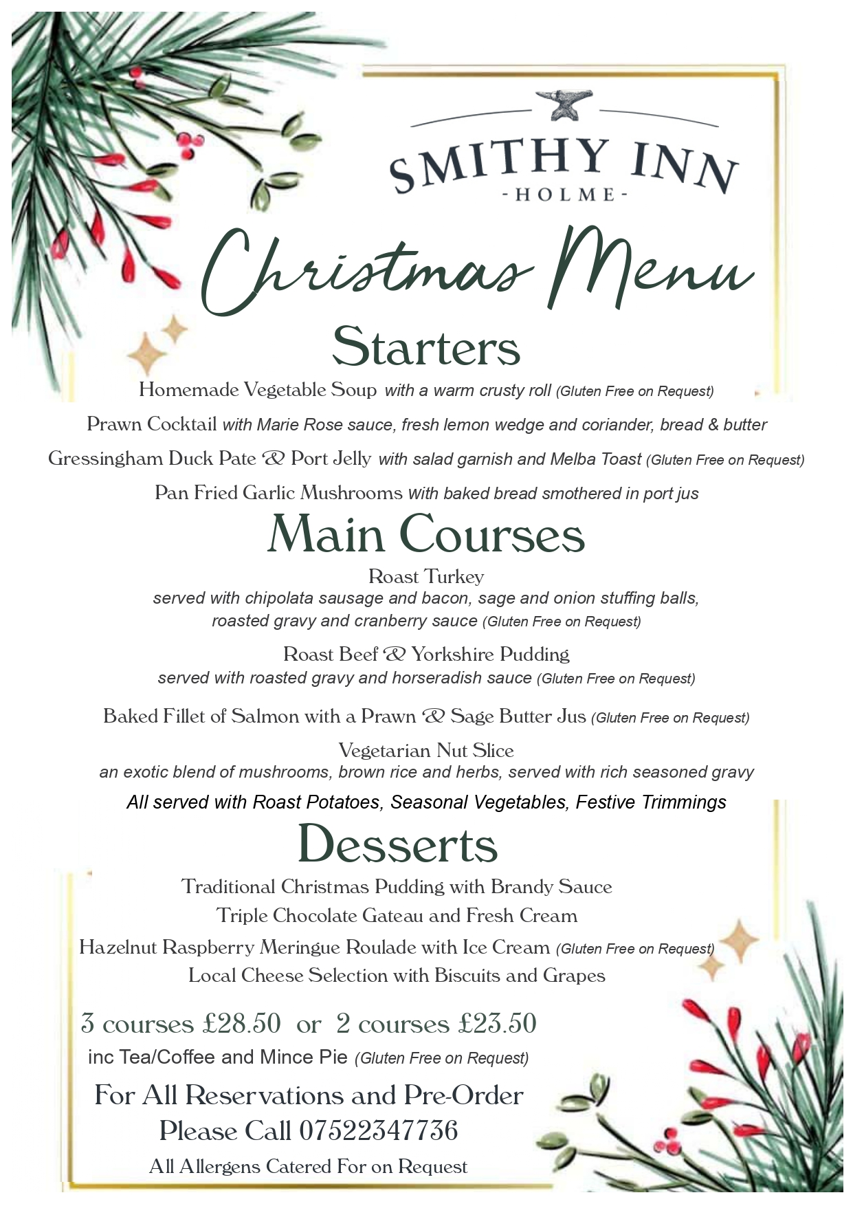 Smithy Inn Christmas 2026